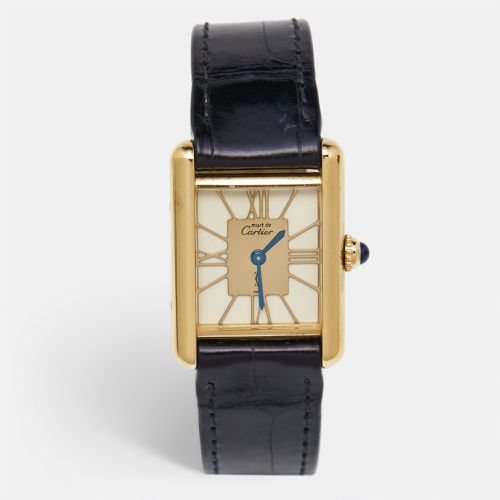 Yellow Gold Plated Vermeil Alligator Leather Must De Tank 1316 Women's Wristwatch 20.50 mm - Cartier - Modalova