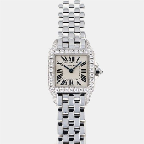 Diamond 18k White Gold Santos Demoiselle WF9003Y8 Quartz Women's Wristwatch 21 mm - Cartier - Modalova