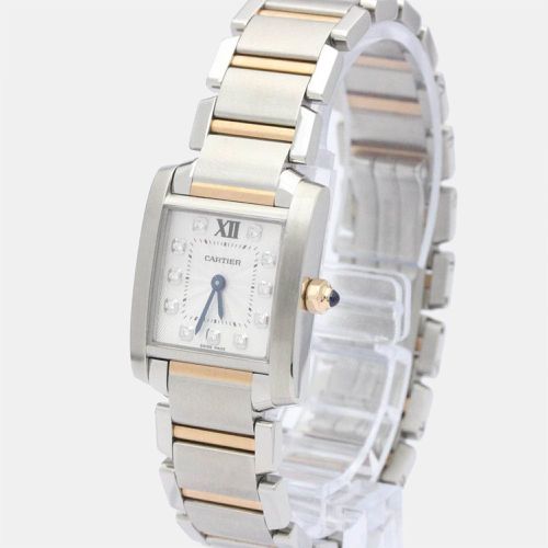 Diamonds 18K Yellow Gold And Stainless Steel Tank Francaise WE110004 Women's Wristwatch 20 mm - Cartier - Modalova