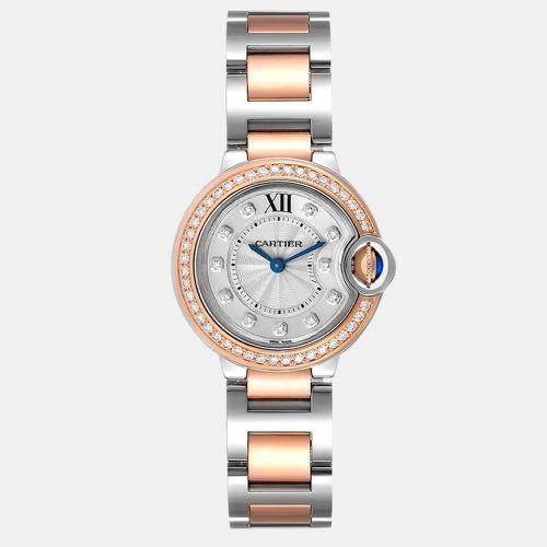 Diamond 18k Rose Gold And Stainless Steel Ballon Bleu W3BB0009 Quartz Women's Wristwatch 28 mm - Cartier - Modalova