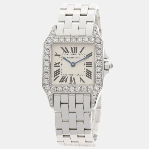 Ivory 18K White Gold and Diamond Santos Demoiselle WF9004Y8 Quartz Women's Wristwatch 26mm - Cartier - Modalova