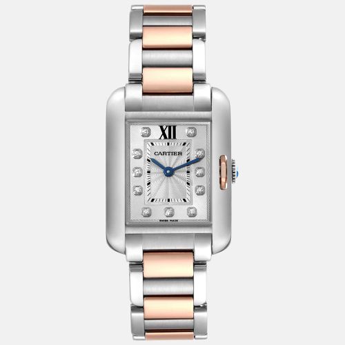 Tank Anglaise Small Steel Rose Gold Diamond Dial Ladies Watch 22 mm - Cartier - Modalova