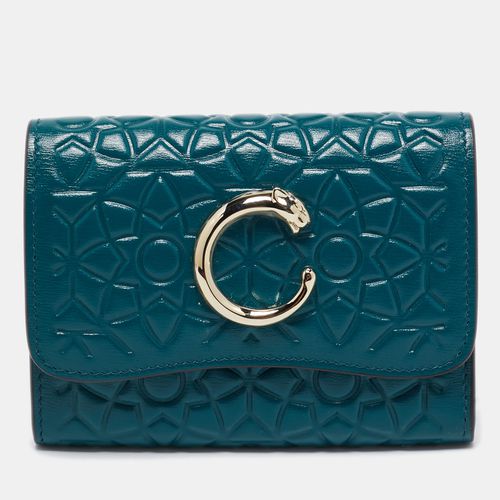 Teal Embossed Leather Panthere De Card Case - Cartier - Modalova