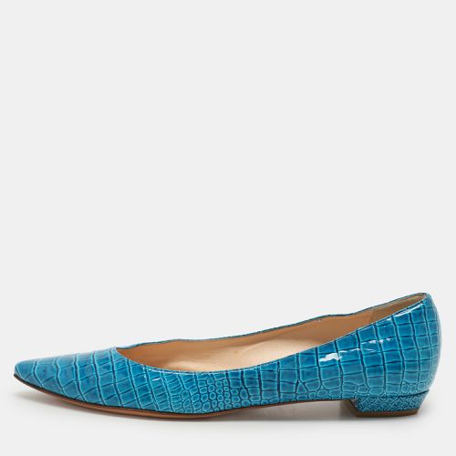 Croc Embossed Patent Leather Ballet Flats 37.5 - Casadei - Modalova