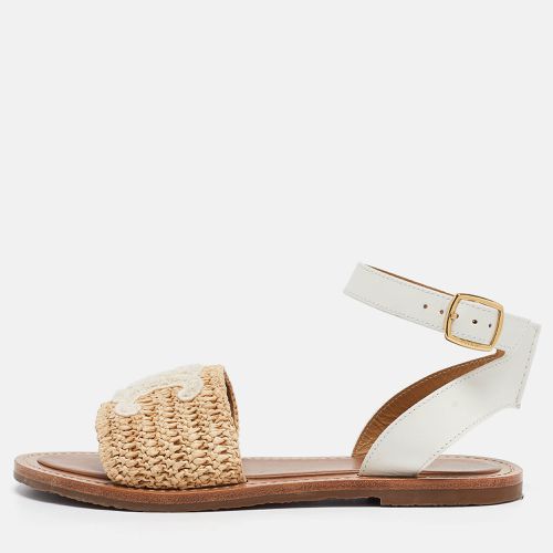 Leather and Raffia Ankle Strap Flat Sandals Size 38 - Celine - Modalova