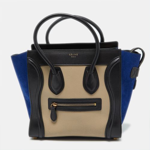 Tri Color Leather and Suede Micro Luggage Tote - Celine - Modalova