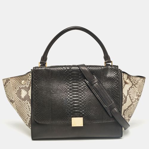 Beige Python and Leather Medium Trapeze Top Handle Bag - Celine - Modalova