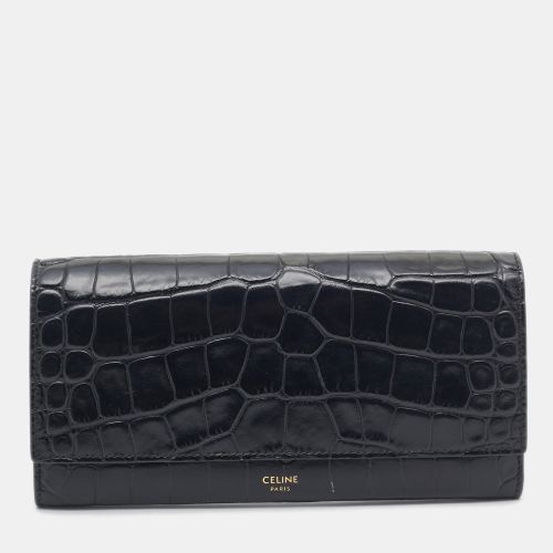 Croc Embossed Leather Continental Wallet - Celine - Modalova