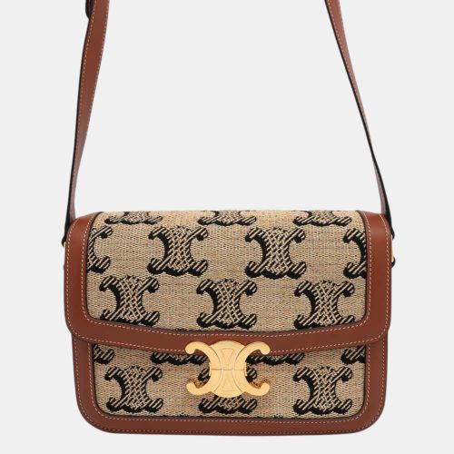 Brown Raffia Leather Classic Triomphe Shoulder Bag - Celine - Modalova