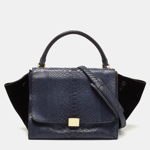 Black Python and Suede Medium Trapeze Tote - Celine - Modalova