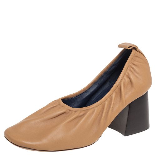 Leather Scrunch Ballerina Block Heel Pumps Size 39 - Celine - Modalova