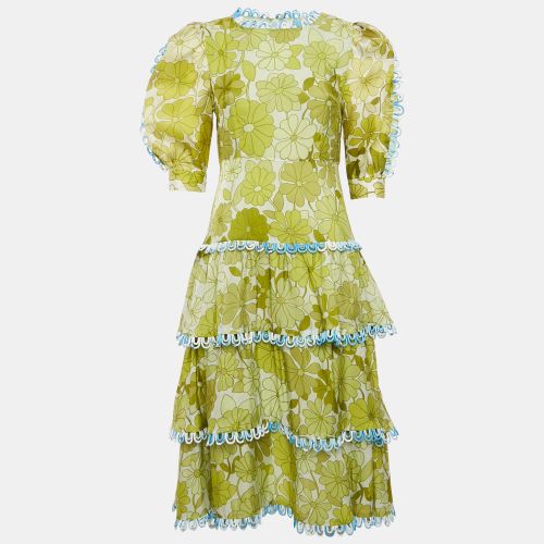 Floral Print Silk Blend Tiered Midi Erica Dress S - CeliaB - Modalova