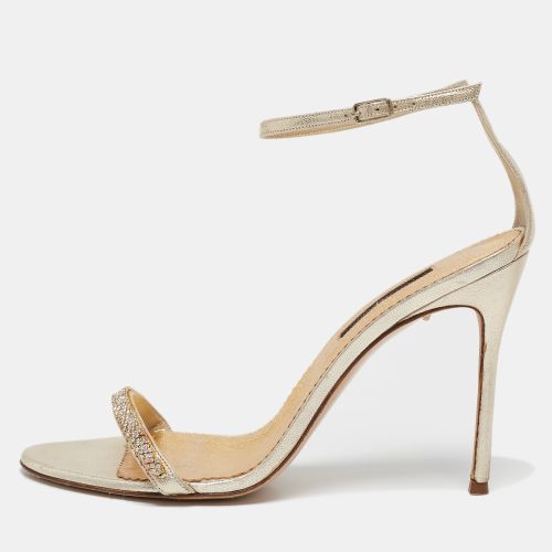 Leather And Crystal Embellished Ankle Strap Sandals Size 39 - CH Carolina Herrera - Modalova