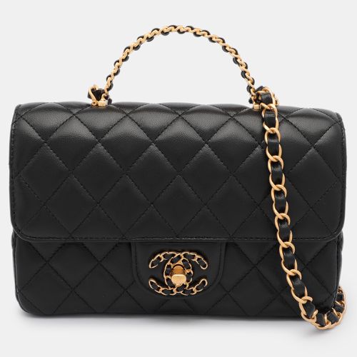 Quilted Leather Mini Flap Top Handle Bag - Chanel - Modalova