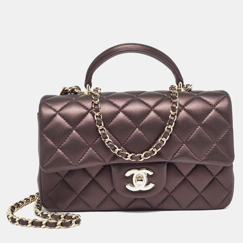 Iridescent Quilted Leather Mini Rectangular Flap Top Handle Bag - Chanel - Modalova