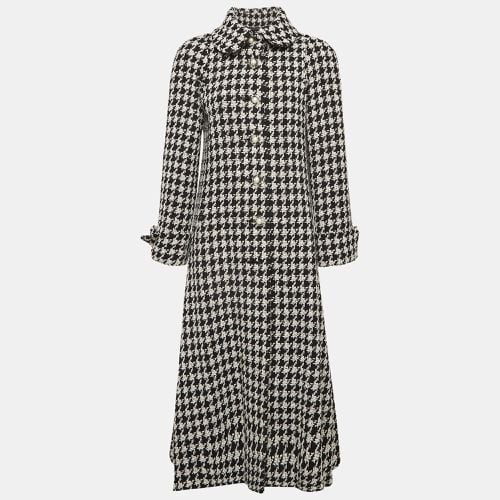 White Lurex Houndstooth Mid-Length Coat M - Chanel - Modalova