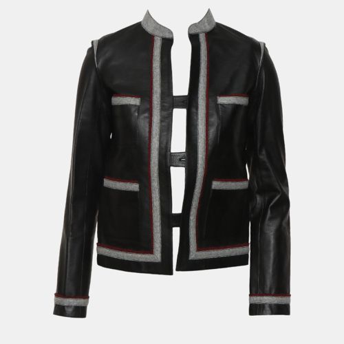 Felt Trimmed Leather Jacket - Chanel - Modalova