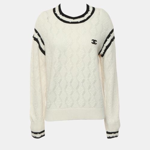 Ivory/Black CC Woven Patterned Sweater M - Chanel - Modalova