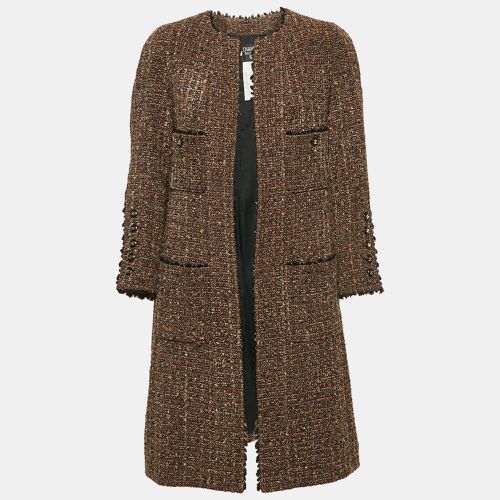 Vintage Tweed Open Front Coat L - Chanel - Modalova