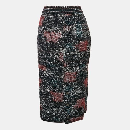 Patterned Wool Blend Knit Midi Skirt M - Chanel - Modalova