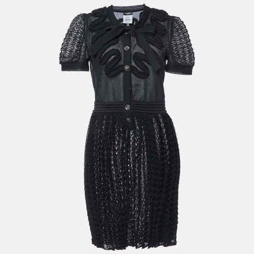 Patterned Knit Neck Tie Detailed Short Dress M - Chanel - Modalova