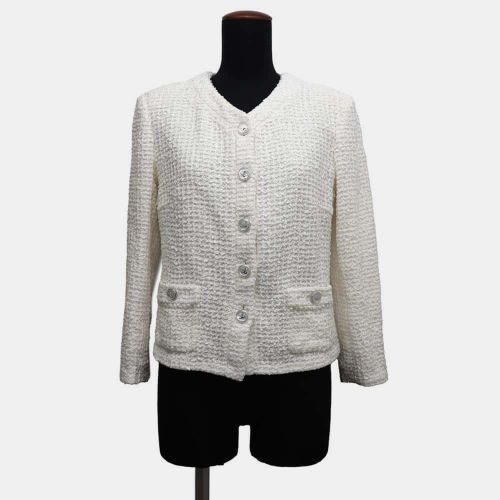 Cotton/Nylon/Rayon No-Collar Tweed Jacket Women Size 38 - Chanel - Modalova