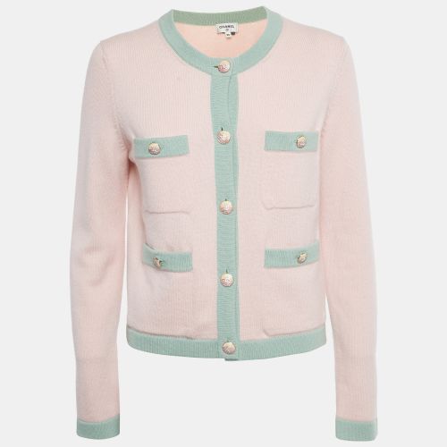 Mint Green Cashmere Pocket Front Cardigan M - Chanel - Modalova