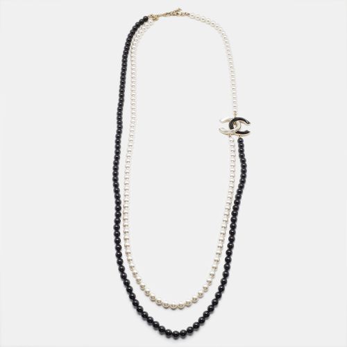 CC Faux Pearl Beaded Resin Gold Tone Long Necklace - Chanel - Modalova