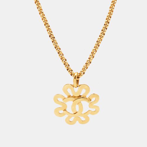 Vintage CC Logo Clover Tone Pendant Necklace - Chanel - Modalova