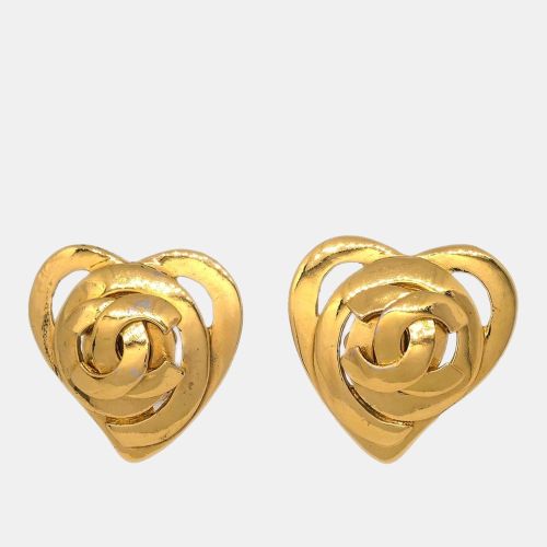 Chanel Gold Heart Earrings Clip-On - Chanel - Modalova