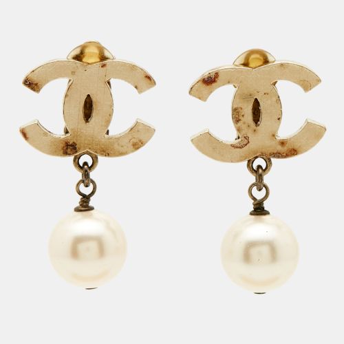 CC Faux Pearl Tone Earrings - Chanel - Modalova