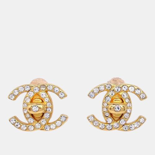 CC Turnlock Rhinestone Earrings Clip-On Small - Chanel - Modalova