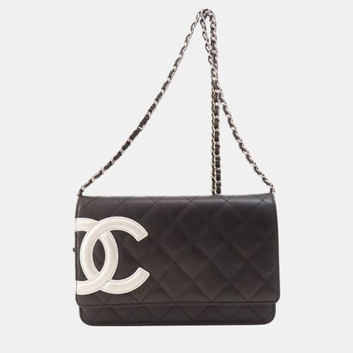 White/ Leather Cambon Ligne Wallet On Chain - Chanel - Modalova