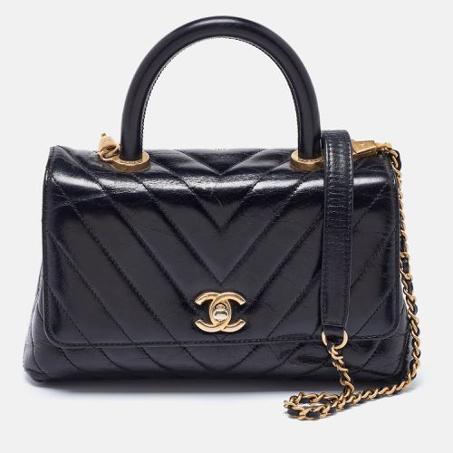 Chevron Glazed Leather Mini Coco Top Handle Bag - Chanel - Modalova