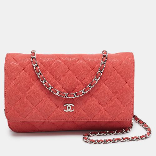 Coral Pink Quilted Caviar Leather CC Flap Wallet on Chain - Chanel - Modalova