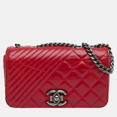 Glazed Leather Small Coco Boy Flap Bag - Chanel - Modalova