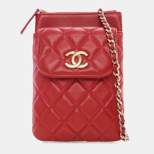 CC Quilted Lambskin Phone Holder With Chain - Chanel - Modalova