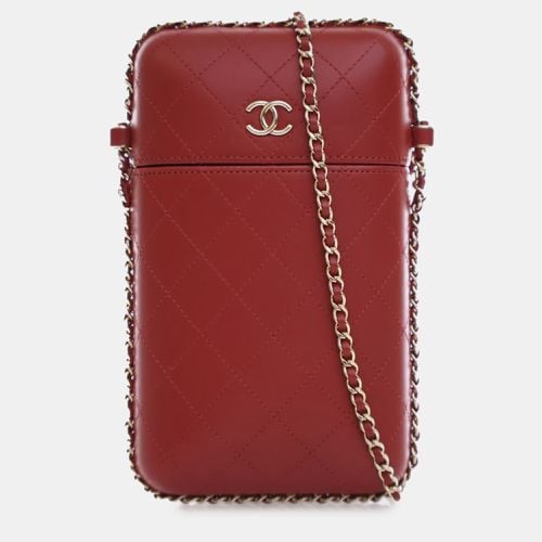 CC Quilted Calfskin Chain Around Phone Holder - Chanel - Modalova