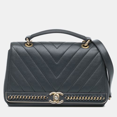 Leather Chevron Sheepskin Stitched Chain Top Handle Flap Bag - Chanel - Modalova