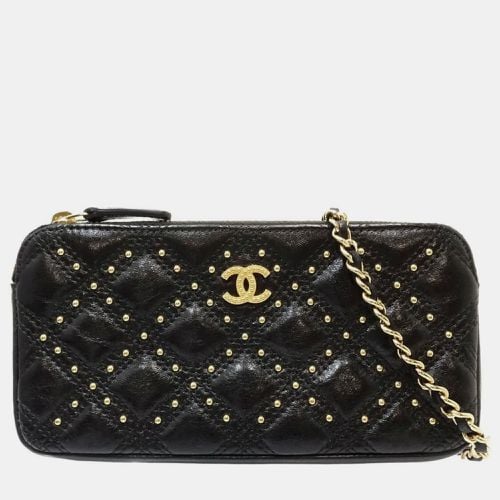 Lambskin Matelasse Coco Mark Wallet Chain Studs - Chanel - Modalova