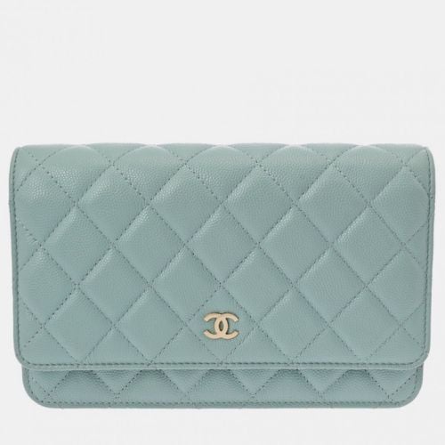 Light Caviar Skin Matelasse Classic Chain Wallet - Chanel - Modalova