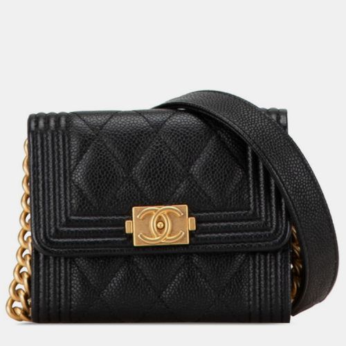 Gold Caviar Skin Boy Chain Wallet Shoulder Bag - Chanel - Modalova