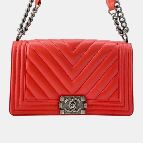 Carnelian Lambskin Chevron Boy Chain Shoulder - Chanel - Modalova