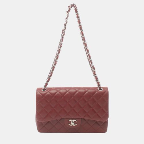 Bordeaux Leather Grained Calfskin Deca Matelasse 30 Classic Large W-Flap Shoulder Bag - Chanel - Modalova