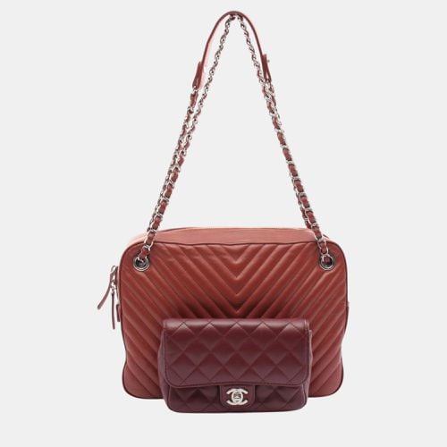 Brown Bordeaux Leather V-Stitch Chevron Shoulder Bag - Chanel - Modalova