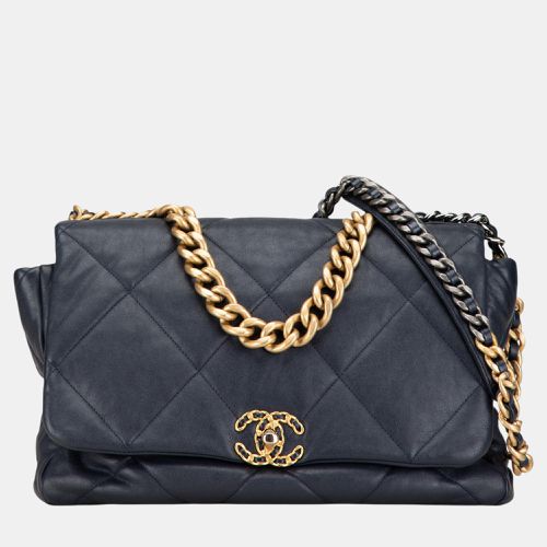 Navy Blue Maxi Lambskin 19 Flap - Chanel - Modalova