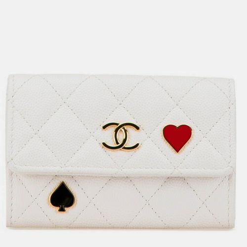 Chanel White Caviar Card Coin Case - Chanel - Modalova