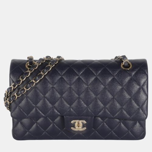 Navy Quilted Caviar Medium Classic Double Flap Bag - Chanel - Modalova