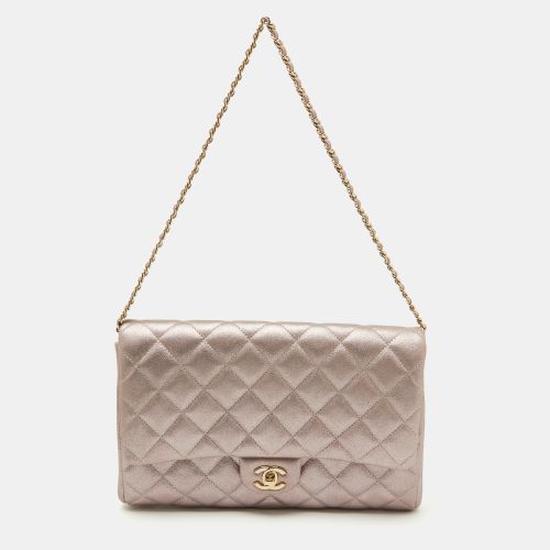 Metallic Pink Quilted Leather Chain Flap Clutch - Chanel - Modalova