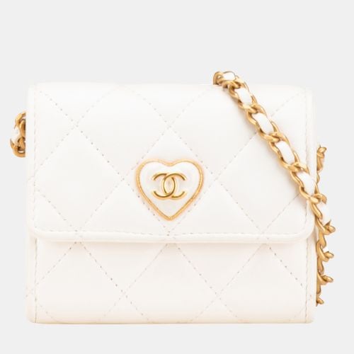 Quilted Lambskin Coco Love Card Holder On Chain - Chanel - Modalova